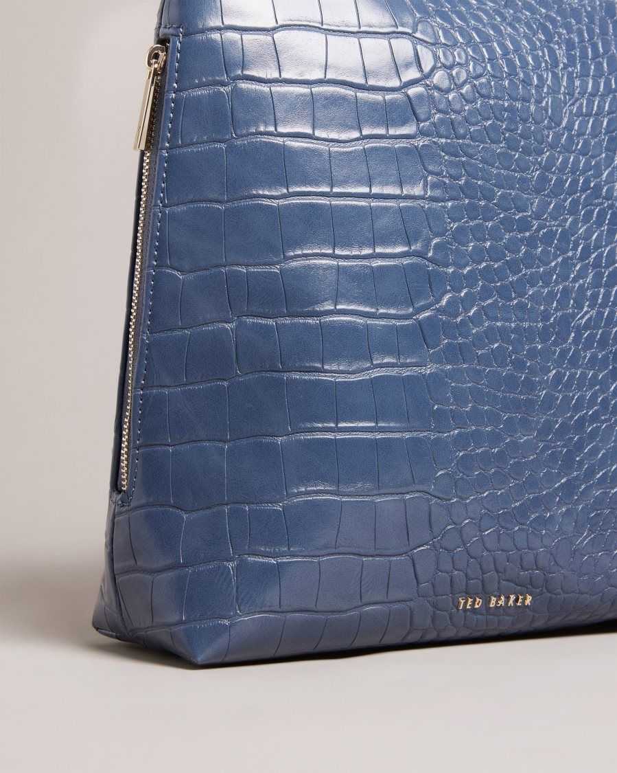 Ted Baker Belax Mock Croc PU Backpack Medium Blue | 95130-DQEJ