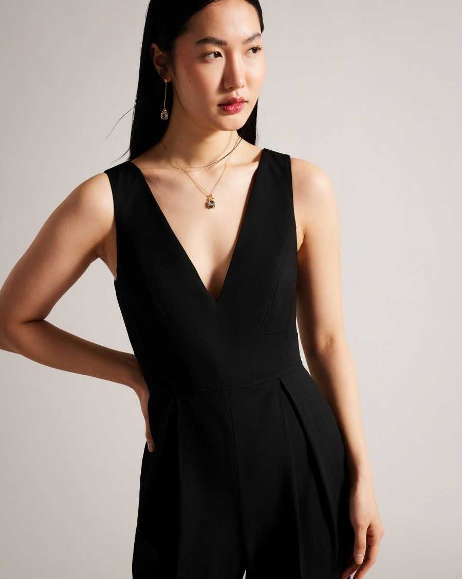 Ted Baker Bettsee Tailored Sleeveless Jumpsuit Black | 98523-OHFX