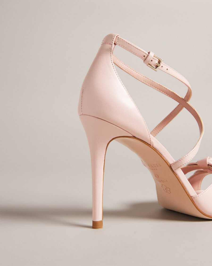 Ted Baker Bicci Leather Bow Heeled Sandals Dusky Pink | 05384-OHCE