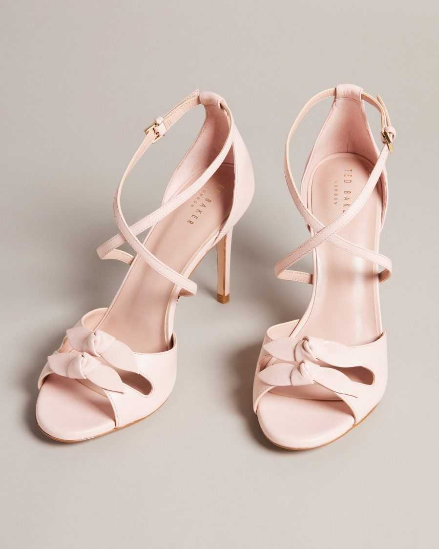 Ted Baker Bicci Leather Bow Heeled Sandals Dusky Pink | 05384-OHCE