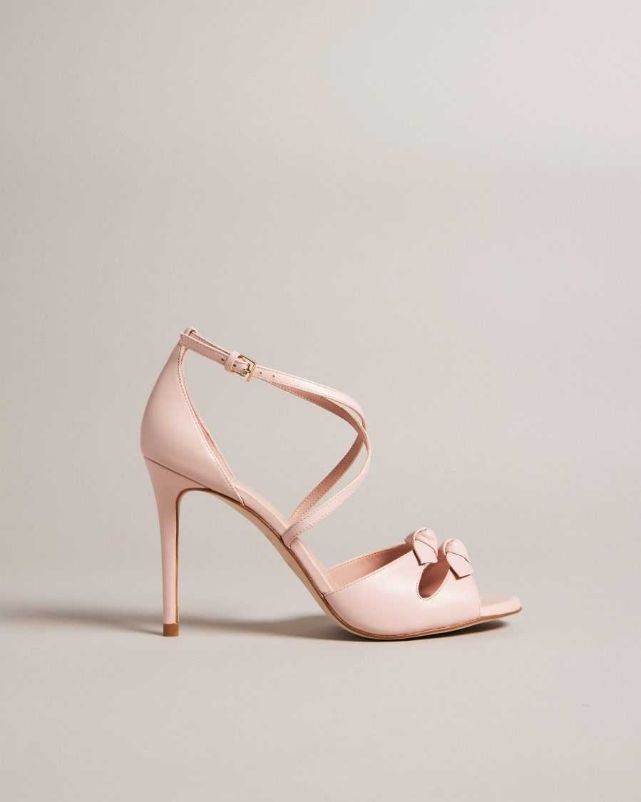 Ted Baker Bicci Leather Bow Heeled Sandals Dusky Pink | 05384-OHCE