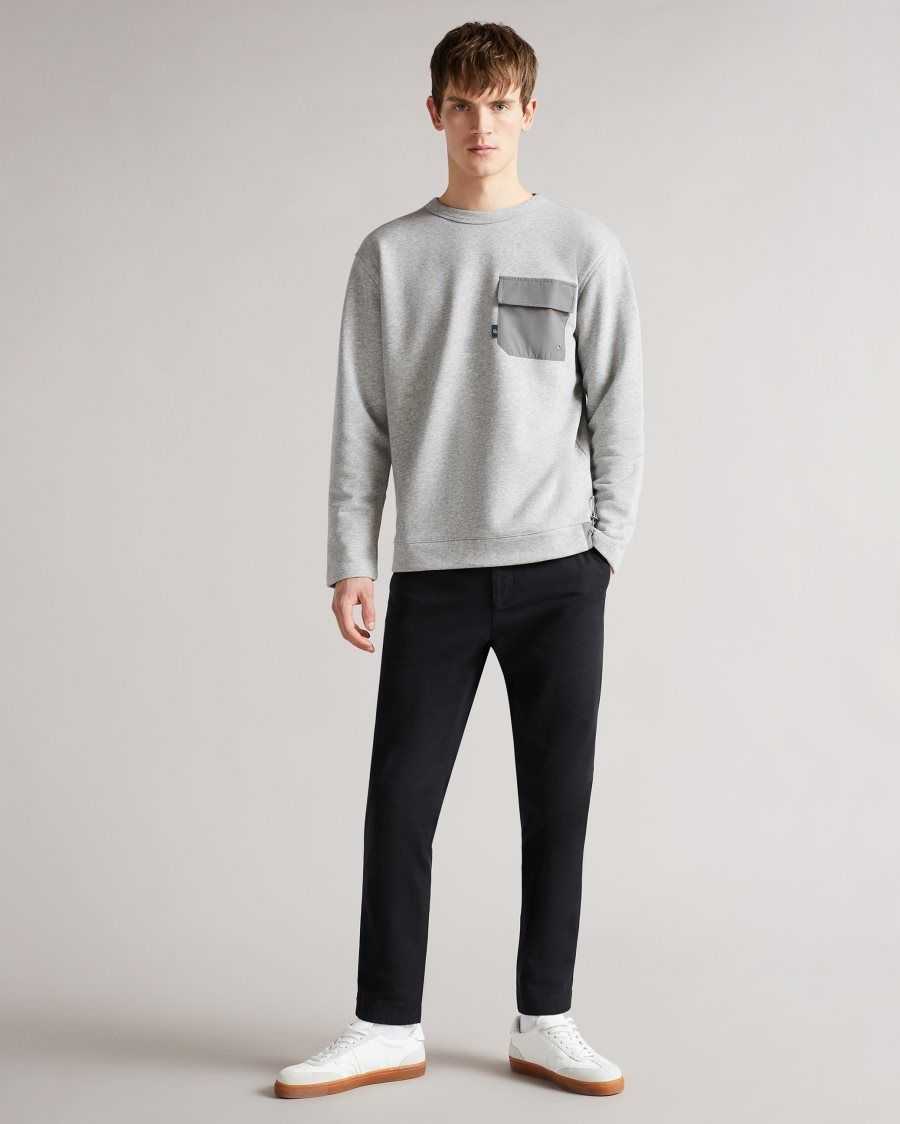 Ted Baker Birchin Sweatshirt With Pocket Grey-Marl | 91354-VODR