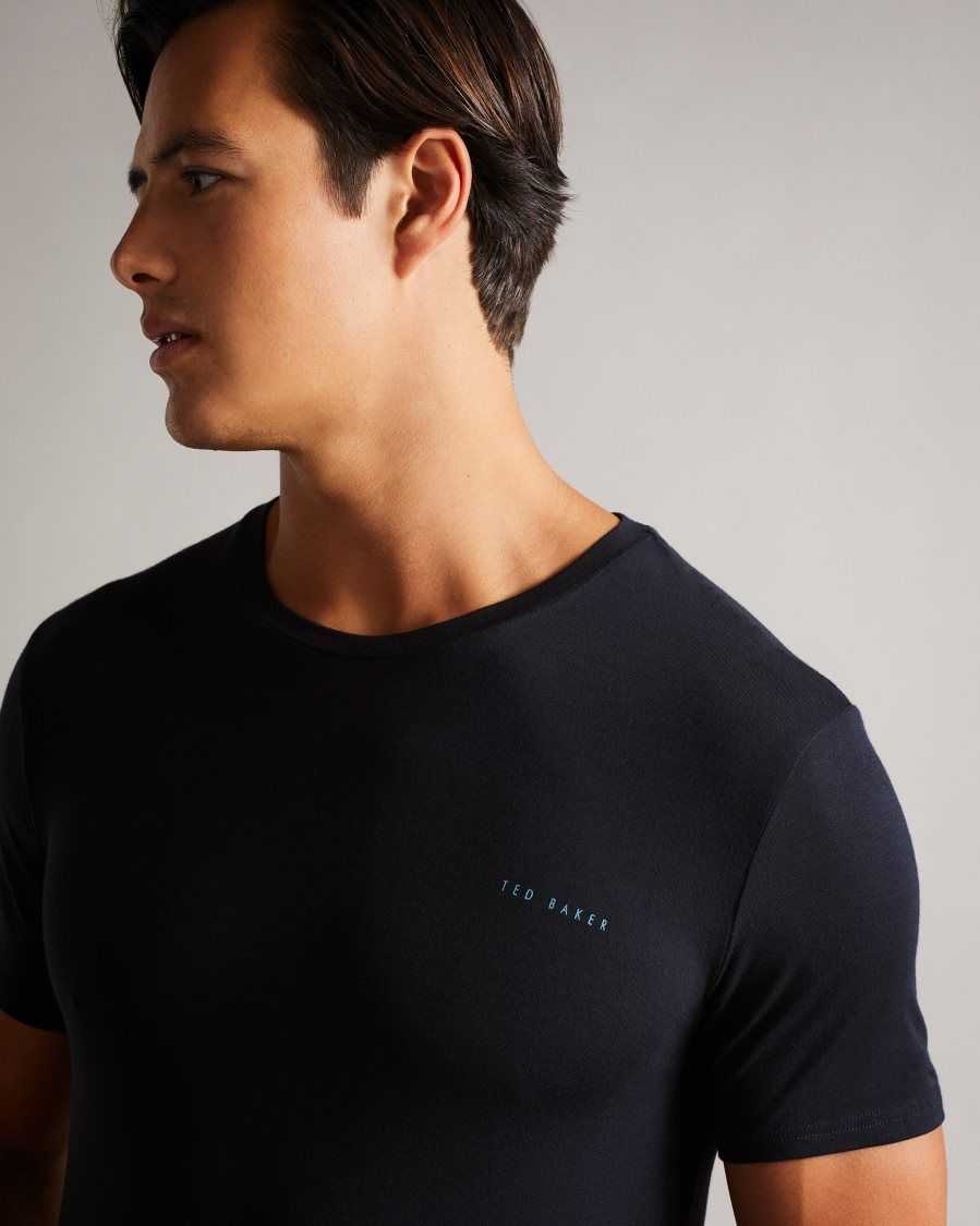 Ted Baker Bitern Solid Modal T-Shirt Navy | 27195-EWRN