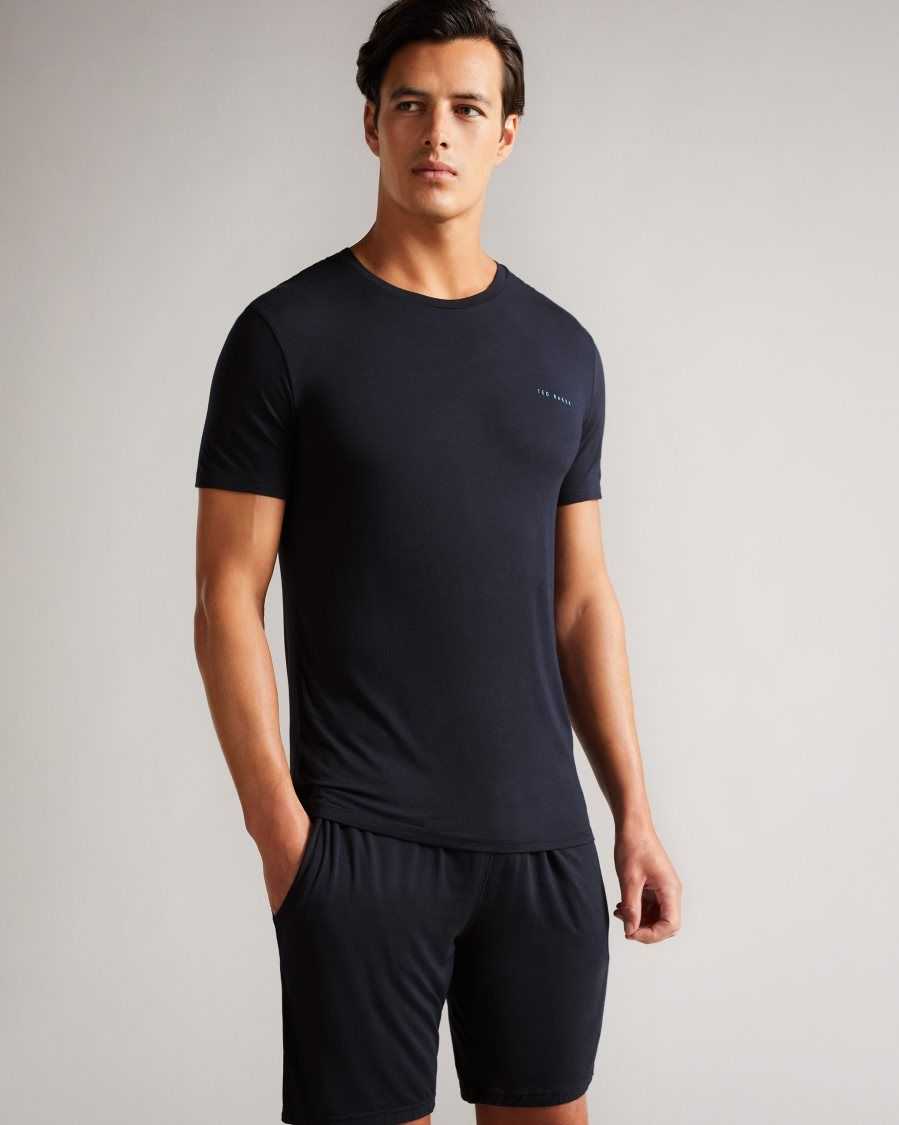 Ted Baker Bitern Solid Modal T-Shirt Navy | 27195-EWRN