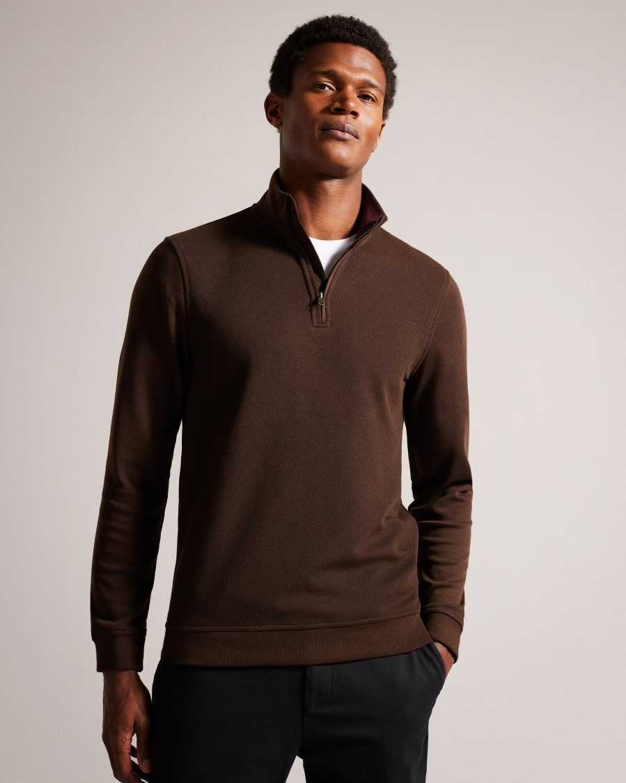 Ted Baker Bits Funnel Neck Pullover Brown | 19645-GHBA