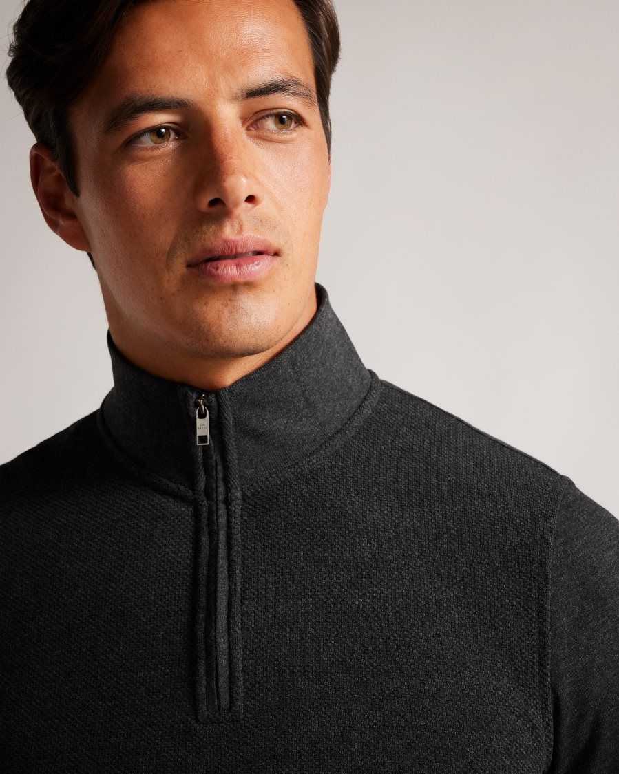 Ted Baker Bits Funnel Neck Pullover Charcoal | 47823-VZAI