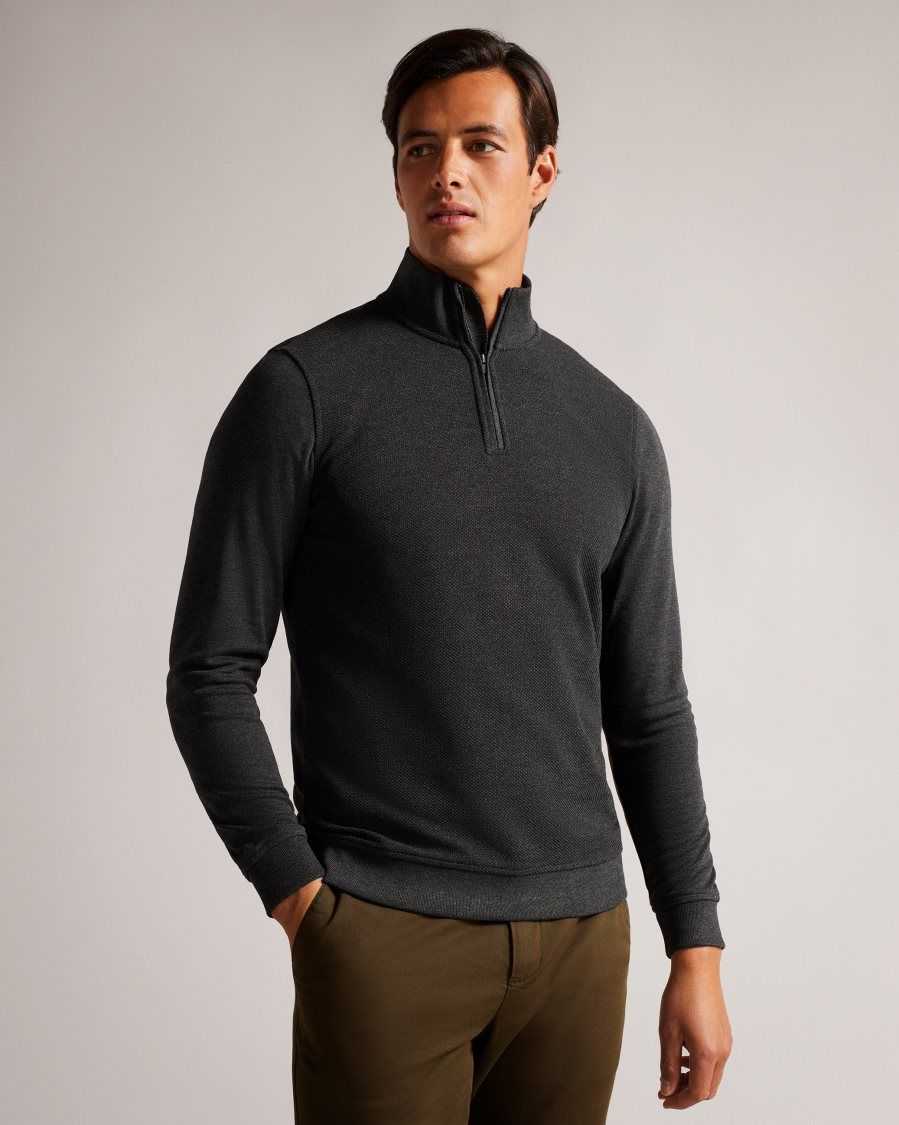 Ted Baker Bits Funnel Neck Pullover Charcoal | 47823-VZAI