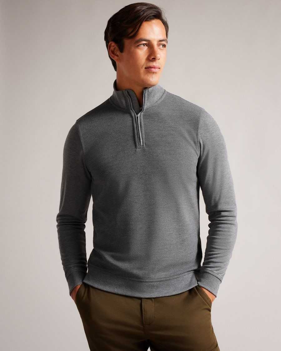 Ted Baker Bits Funnel Neck Pullover Grey-Marl | 91685-FJDO