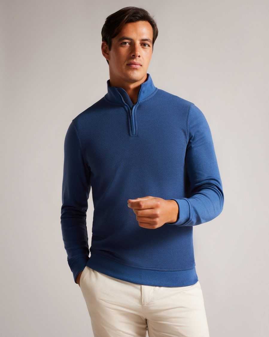 Ted Baker Bits Funnel Neck Pullover Medium Blue | 69857-JMYF