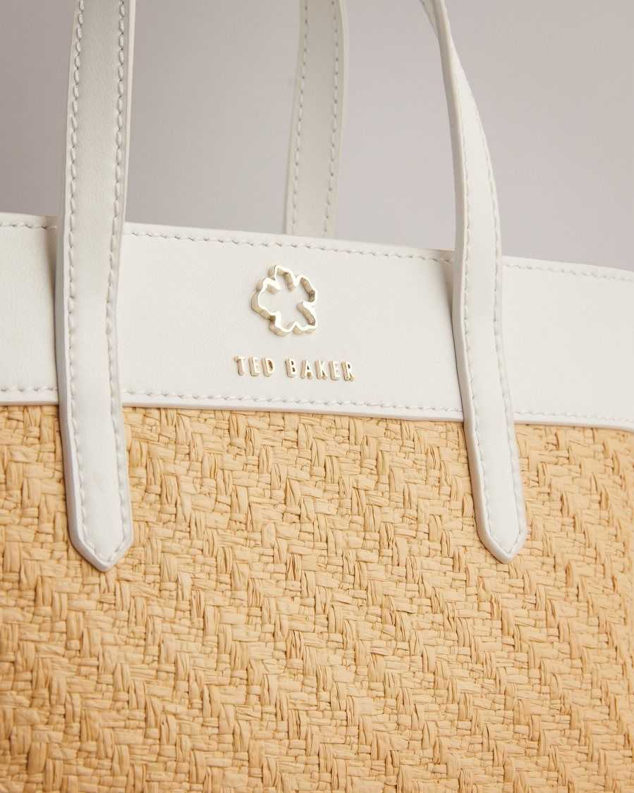 Ted Baker Blesha Magnolia Eyelet Woven Tote Bag Ecru | 30417-QEKB