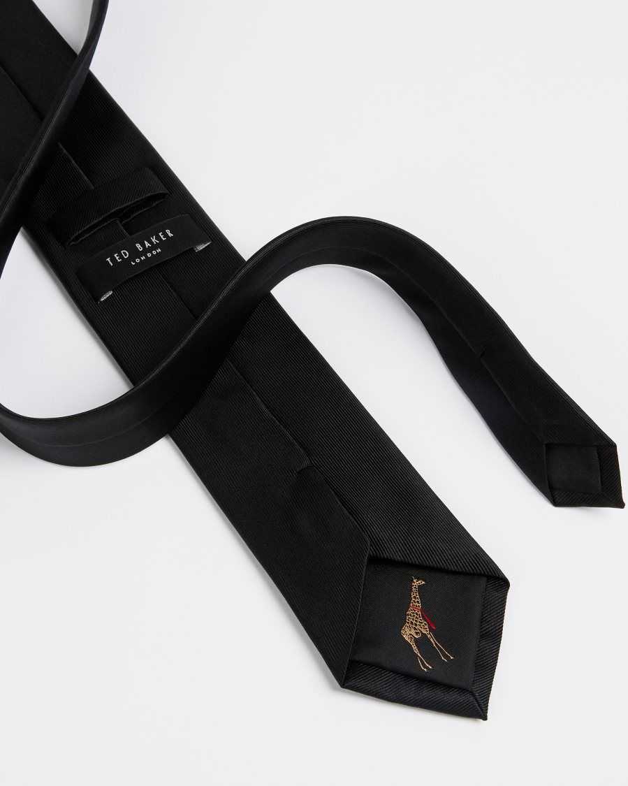 Ted Baker Blula Twill Silk Tie Black | 37609-NSEX