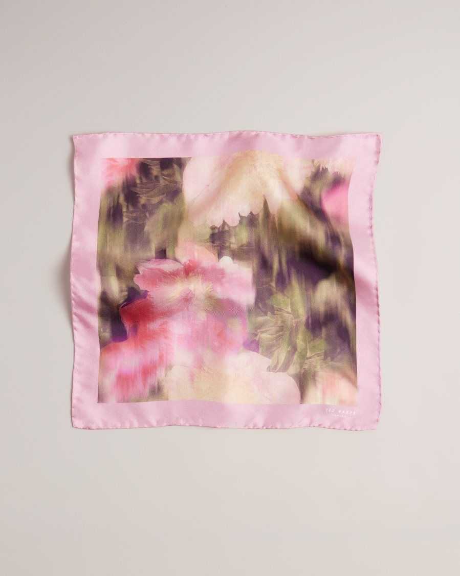 Ted Baker Blurpok Floral Silk Pocket Square Pink | 25076-BZRO