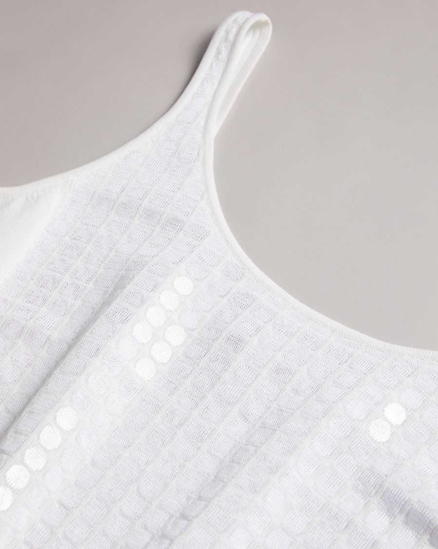 Ted Baker Bobbiiy Sequin Detail Knitted Vest White | 06548-RDZV