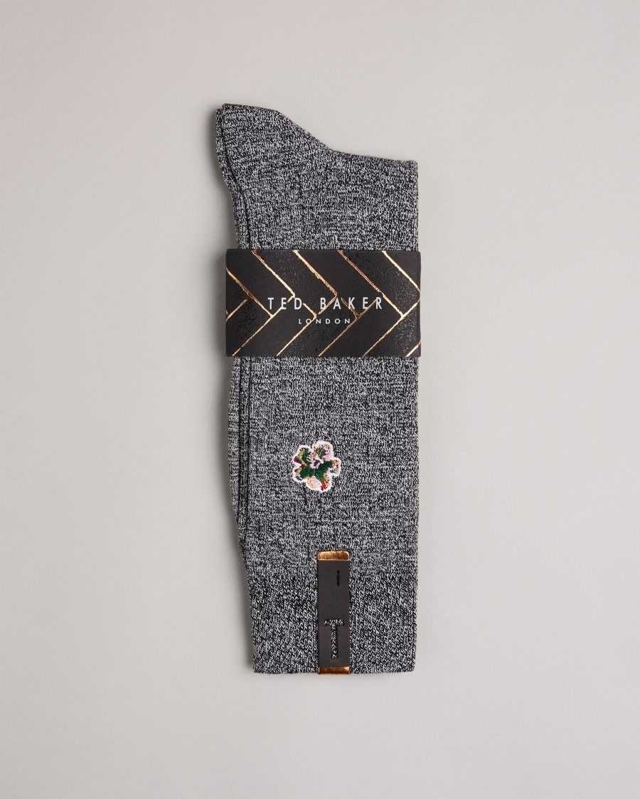 Ted Baker Boelow Flower Embroidery Socks Grey | 93250-KBFC