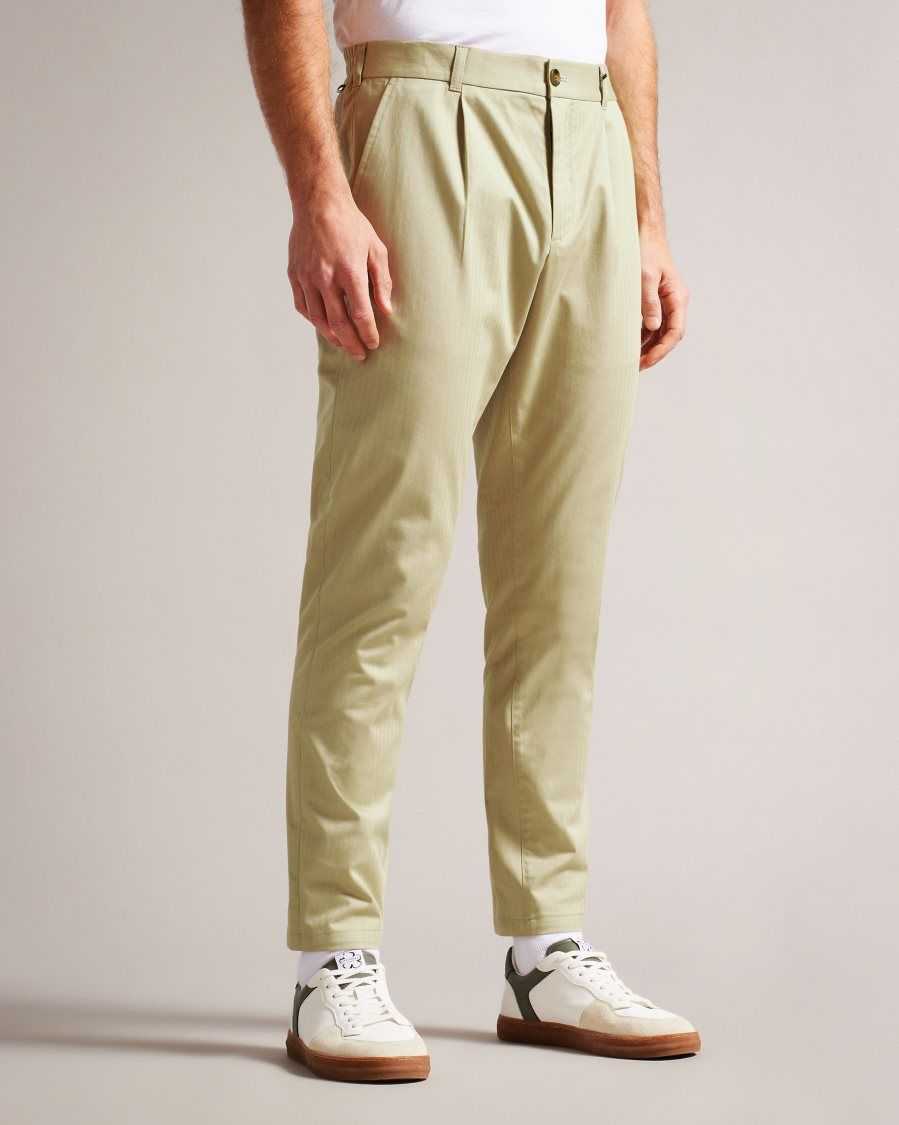 Ted Baker Bossar Regular Fit Herringbone Trousers Natural | 53467-BHCD