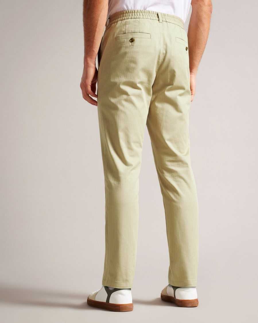 Ted Baker Bossar Regular Fit Herringbone Trousers Natural | 53467-BHCD