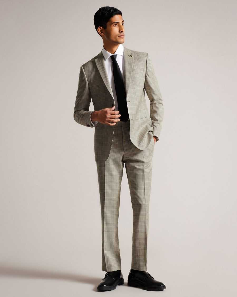 Ted Baker Botanjs Wool Check Suit Jacket Light Grey | 46309-PUXW