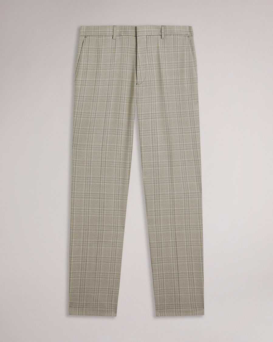 Ted Baker Botants Wool Check Suit Trousers Light Grey | 10495-QVHY