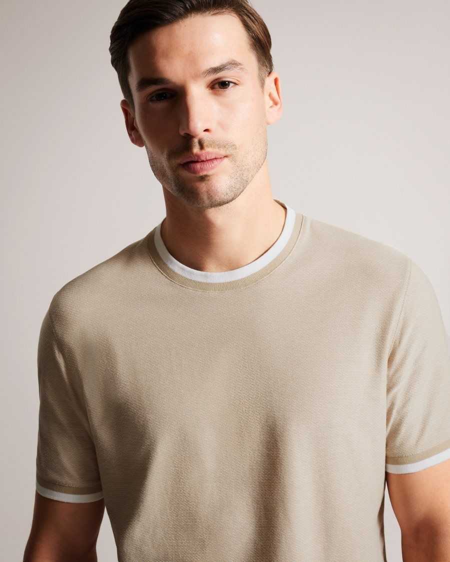 Ted Baker Bowker Regular Fit Textured T-Shirt Tan | 67804-ZQIU