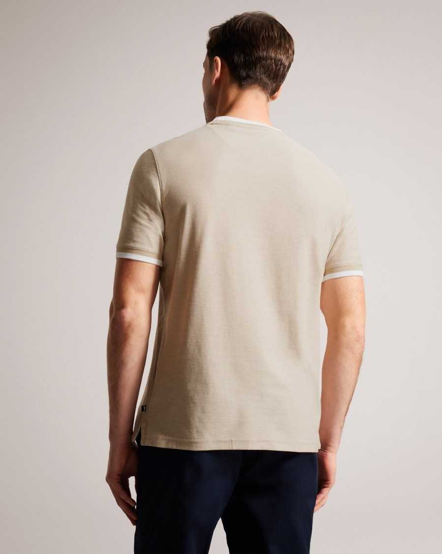 Ted Baker Bowker Regular Fit Textured T-Shirt Tan | 67804-ZQIU