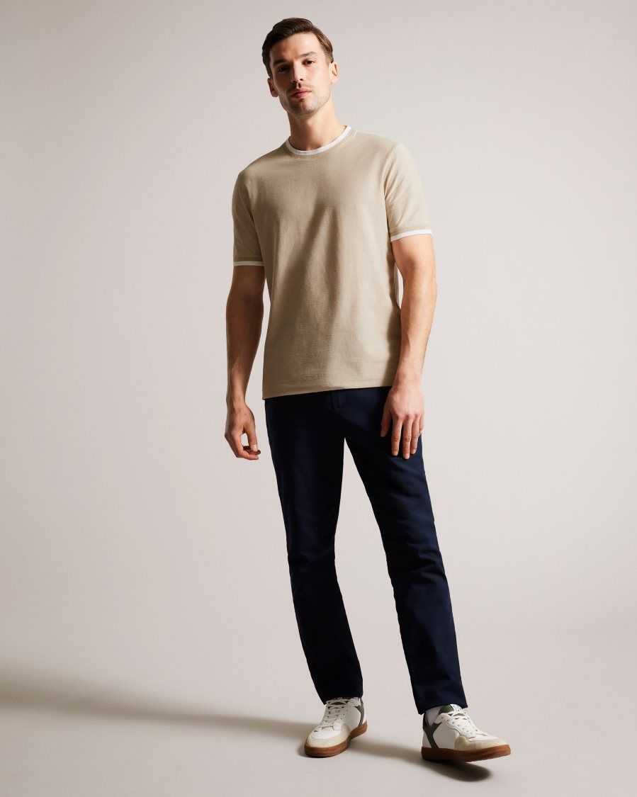 Ted Baker Bowker Regular Fit Textured T-Shirt Tan | 67804-ZQIU