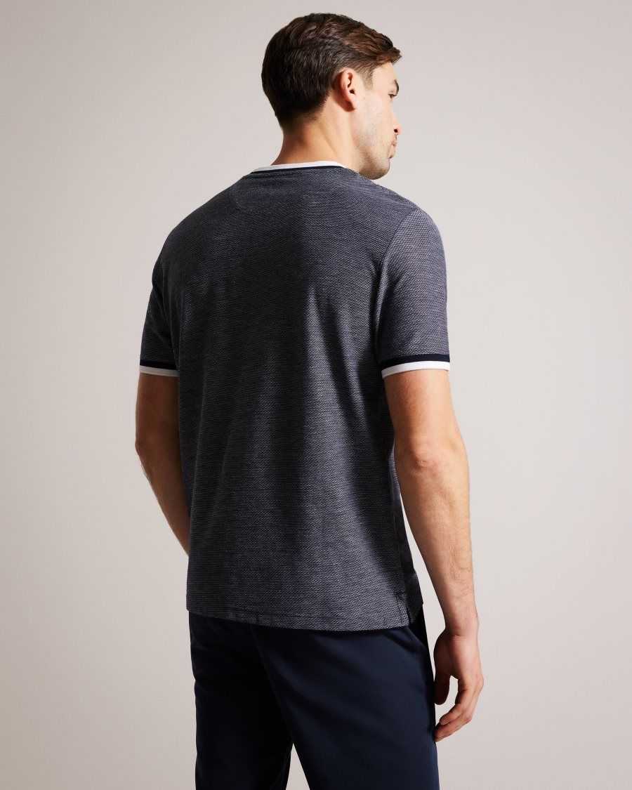 Ted Baker Bowker Regular Fit Textured T-Shirt Navy | 08267-IBGJ