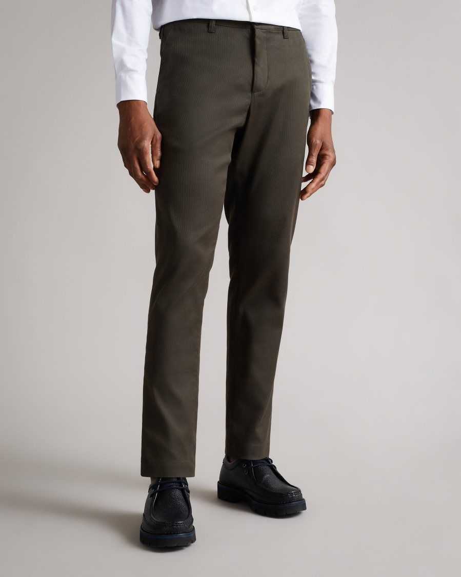 Ted Baker Boxwel Regular Fit Textured Trousers Khaki | 32879-CYVA