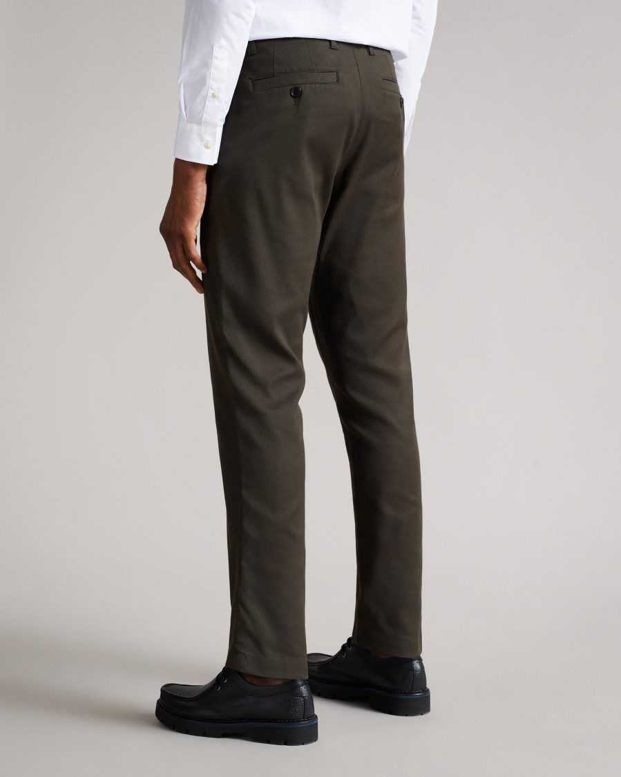 Ted Baker Boxwel Regular Fit Textured Trousers Khaki | 32879-CYVA