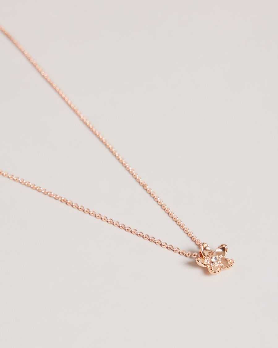 Ted Baker Braddie Blossom Pendant Necklace Rose Gold Colour | 40321-MCGB