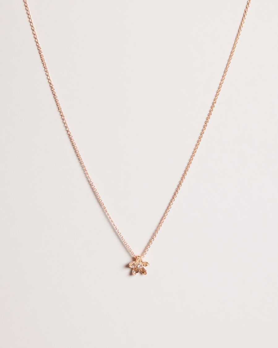 Ted Baker Braddie Blossom Pendant Necklace Rose Gold Colour | 40321-MCGB