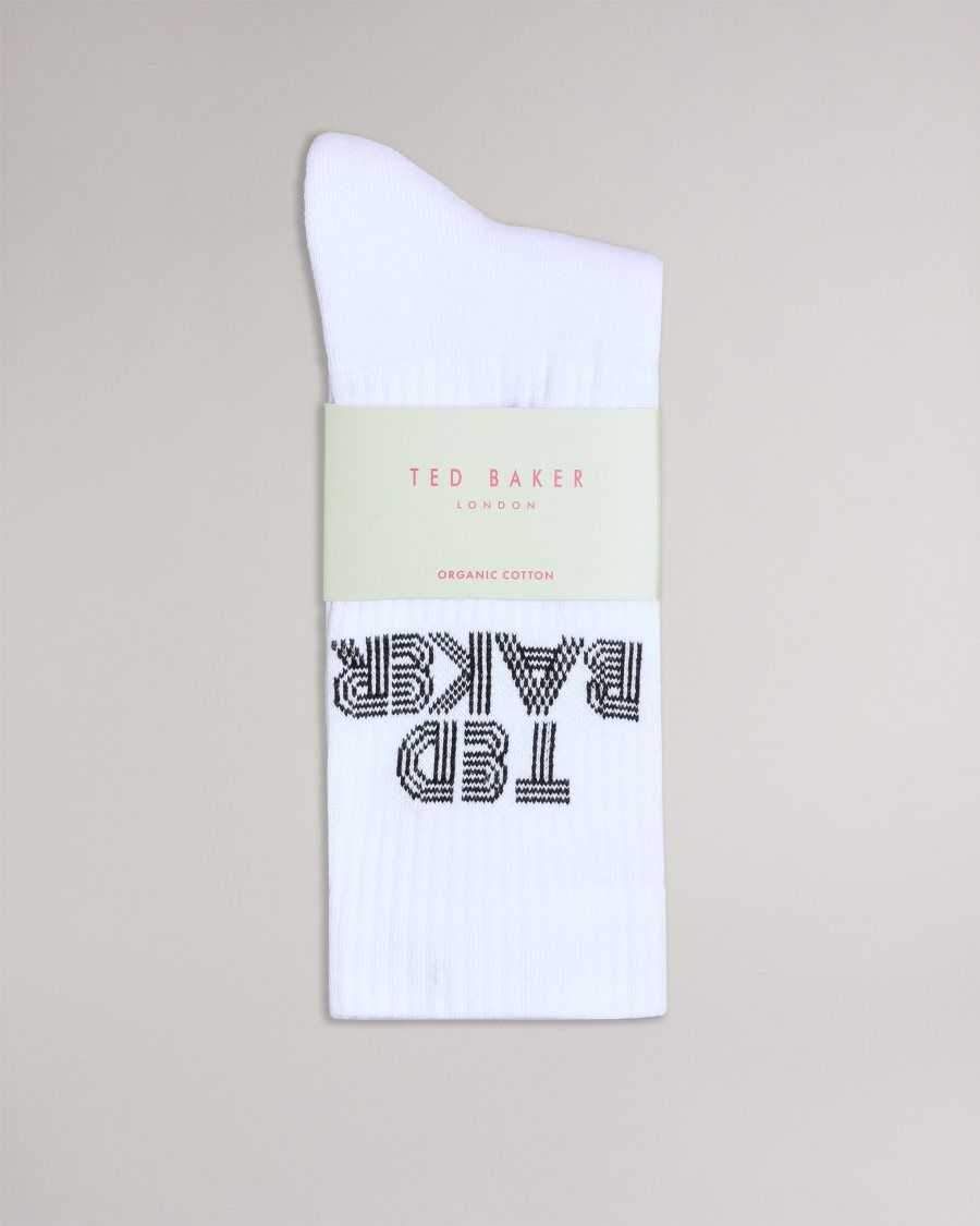 Ted Baker Bransk Branded Socks White | 69258-GOUT