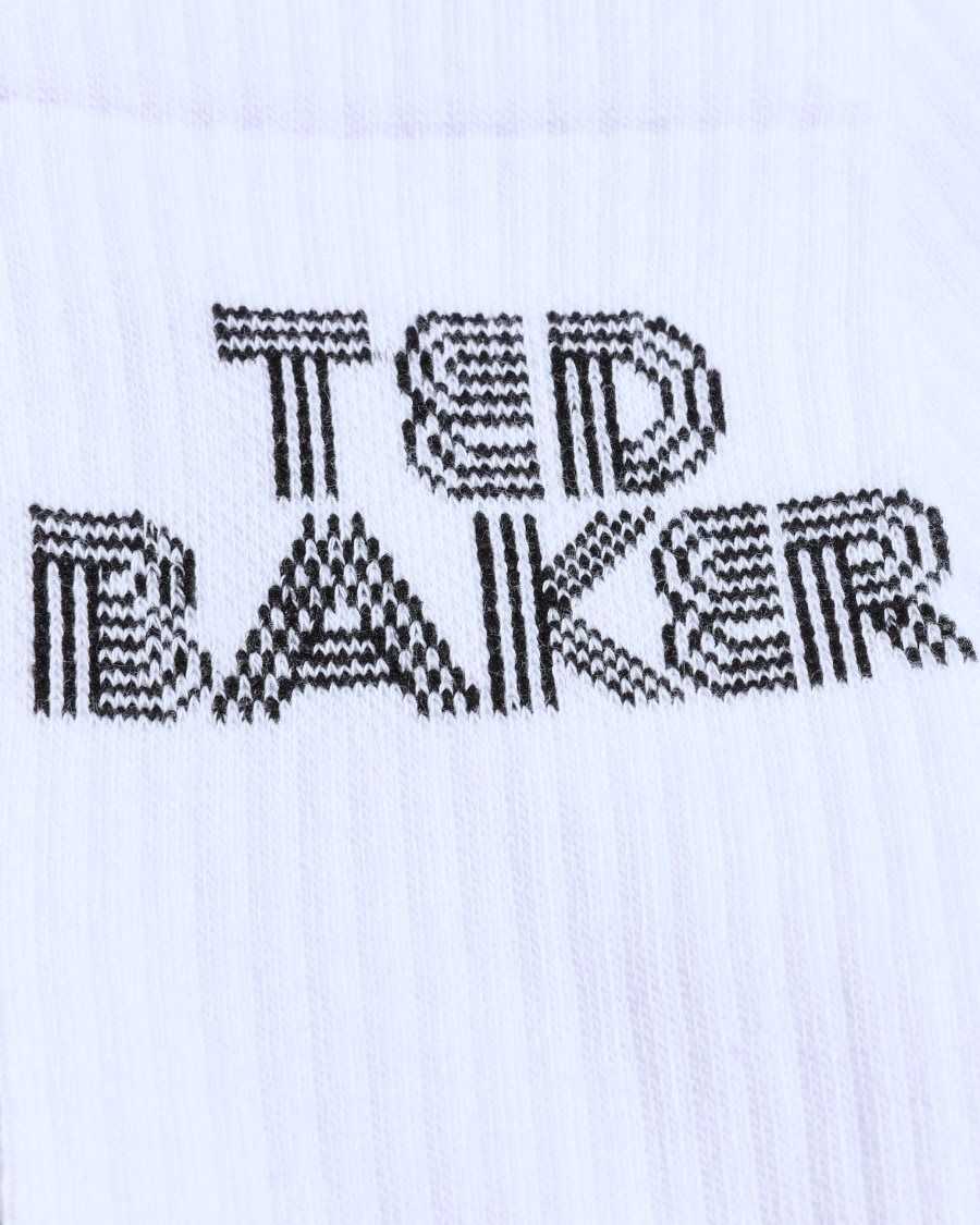 Ted Baker Bransk Branded Socks White | 69258-GOUT