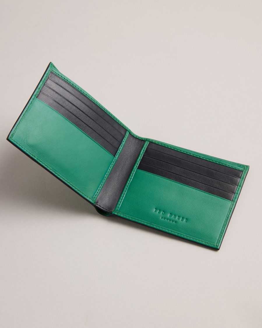 Ted Baker Breaker Leather Bifold Wallet Green | 53024-WYMR