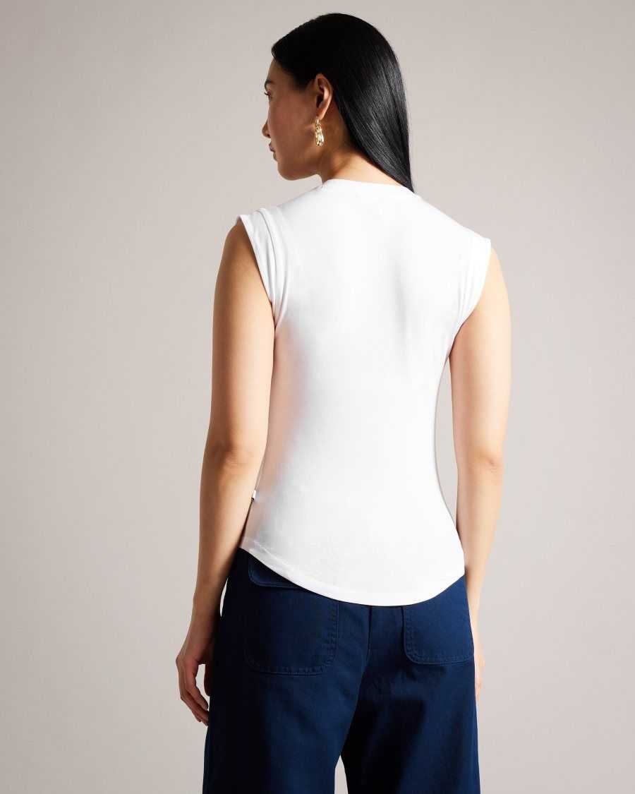 Ted Baker Brielll Fitted V Neck White | 09721-LZKI