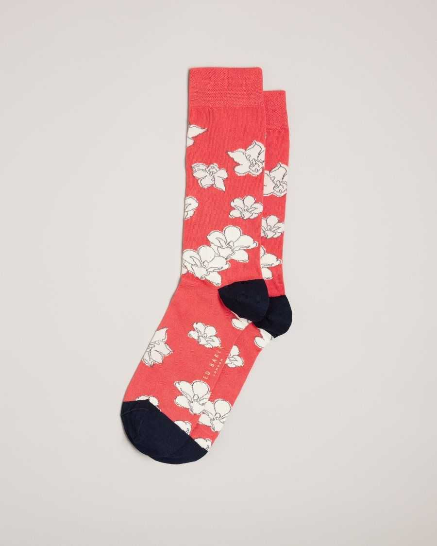 Ted Baker Britesk Bright Floral Socks Orange | 57629-WOUZ