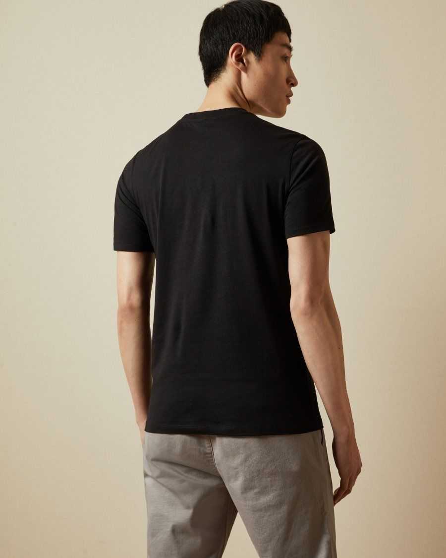 Ted Baker Broni Short Sleeve Branded T-Shirt Black | 51269-JUBK