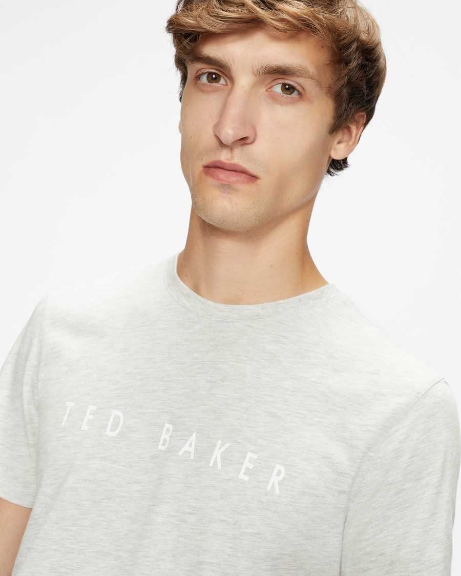 Ted Baker Broni Short Sleeve Branded T-Shirt Grey | 56849-FAPT