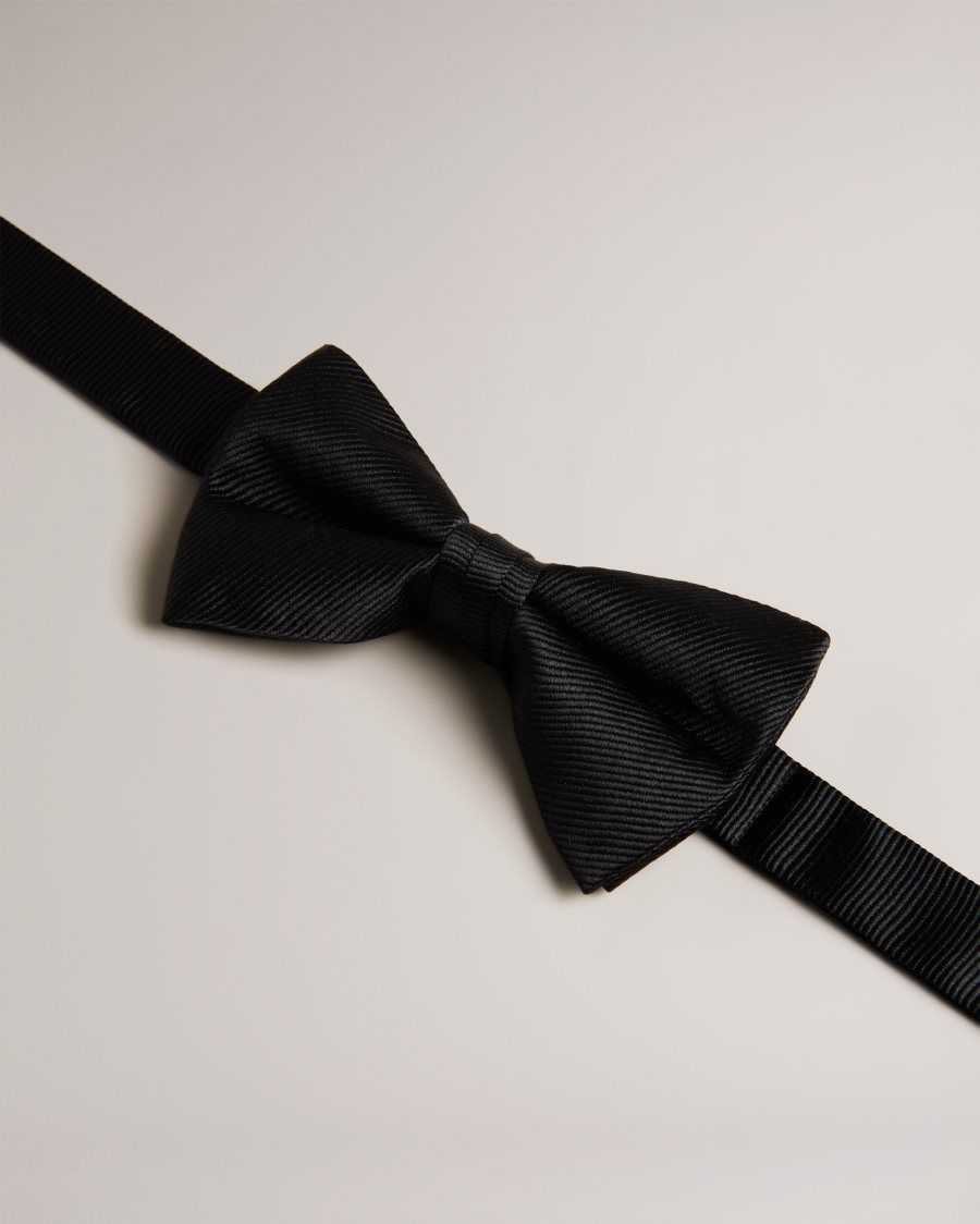 Ted Baker Brosney Ottoman Ribbed Silk Bow Tie Black | 38654-BQWO