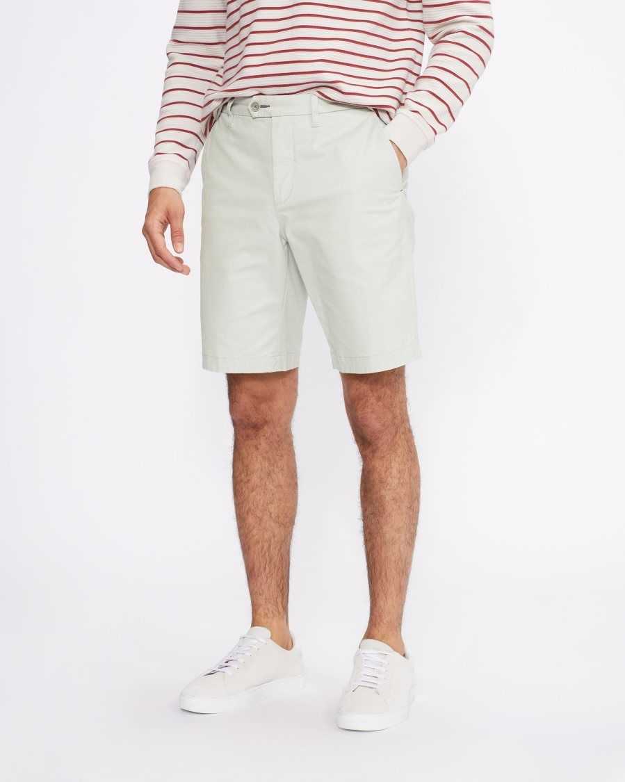 Ted Baker Buenose Cotton Chino Shorts Light Grey | 90148-GBHU