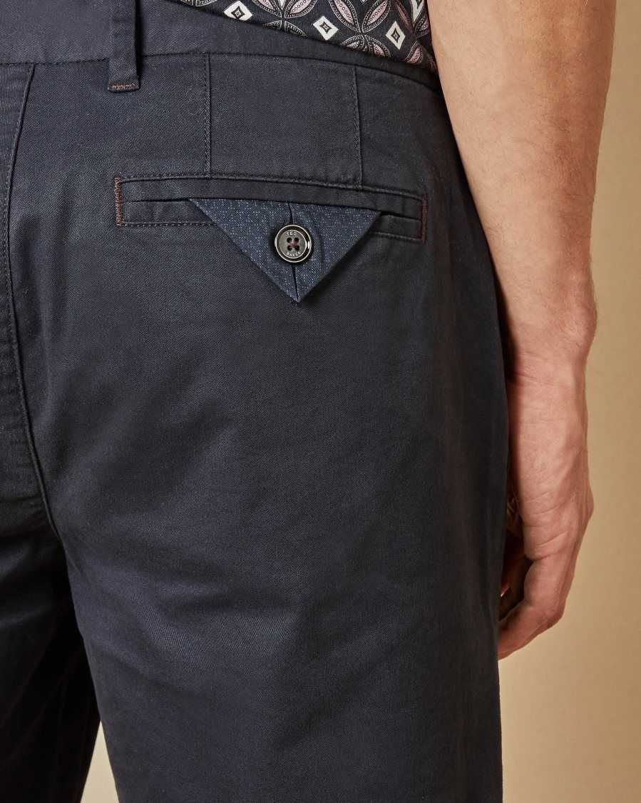 Ted Baker Buenose Cotton Chino Shorts Navy | 58123-QFSU