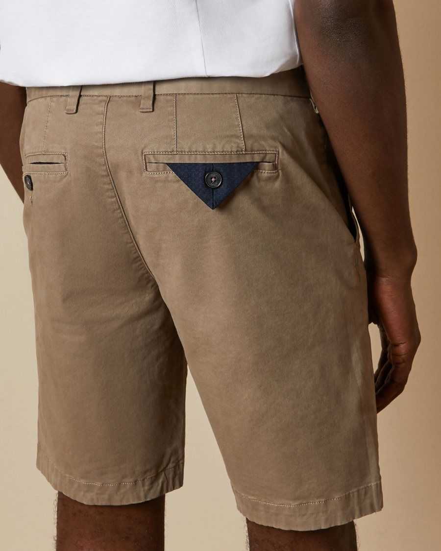 Ted Baker Buenose Cotton Chino Shorts Natural | 65217-VXEC