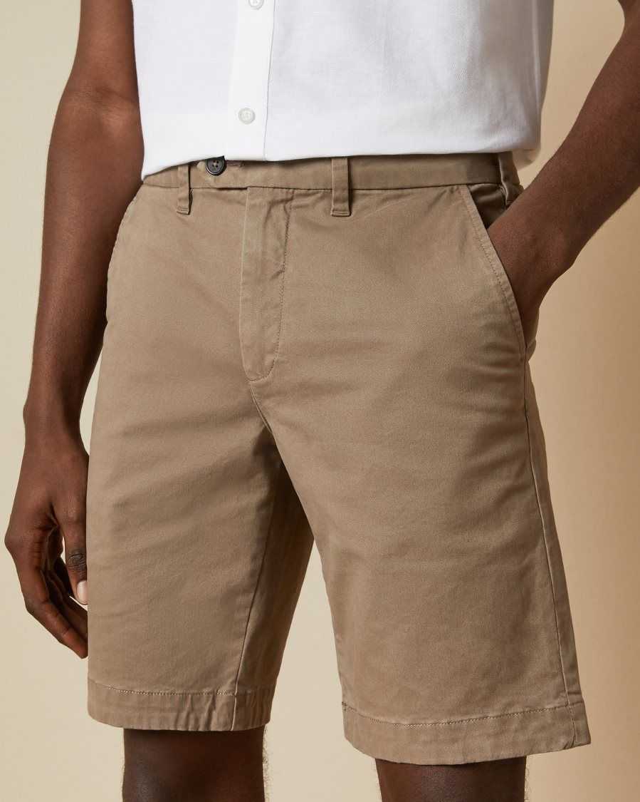 Ted Baker Buenose Cotton Chino Shorts Natural | 98731-XHSZ