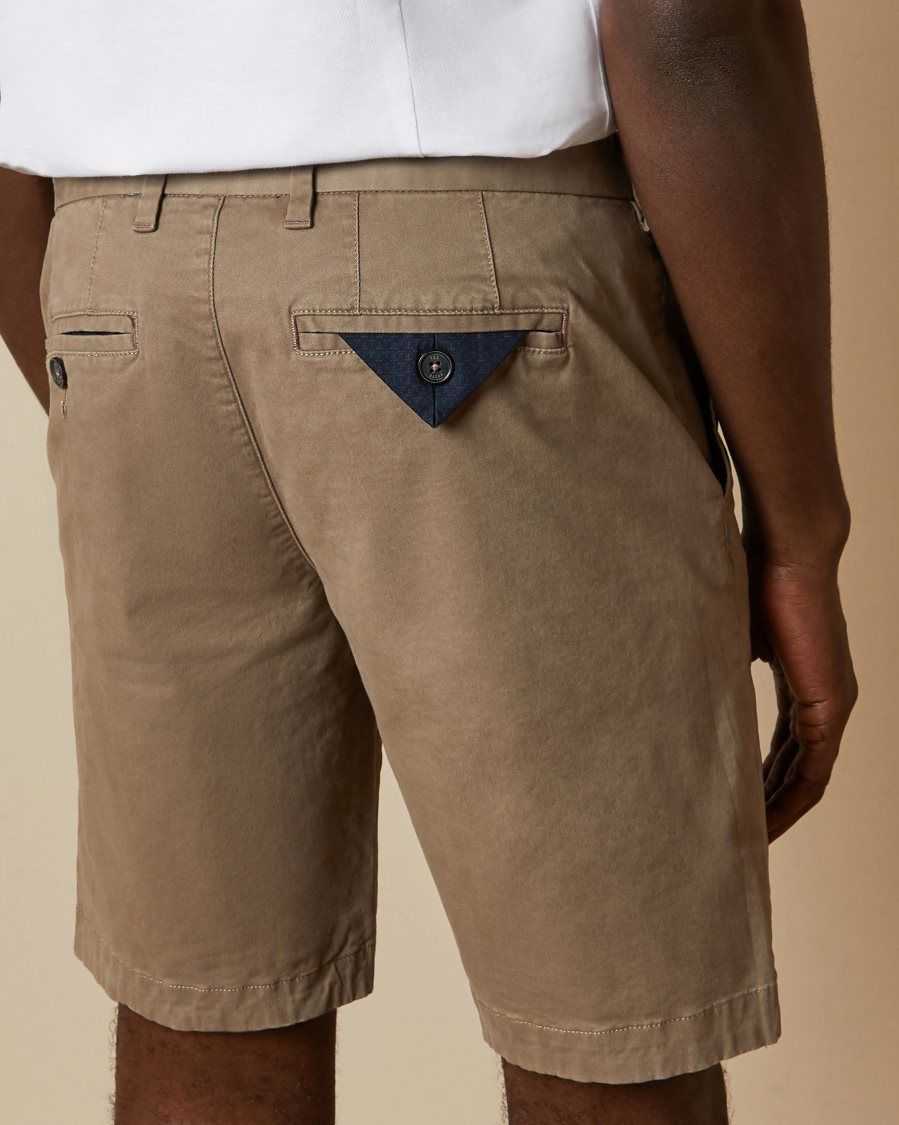 Ted Baker Buenose Cotton Chino Shorts Natural | 98731-XHSZ