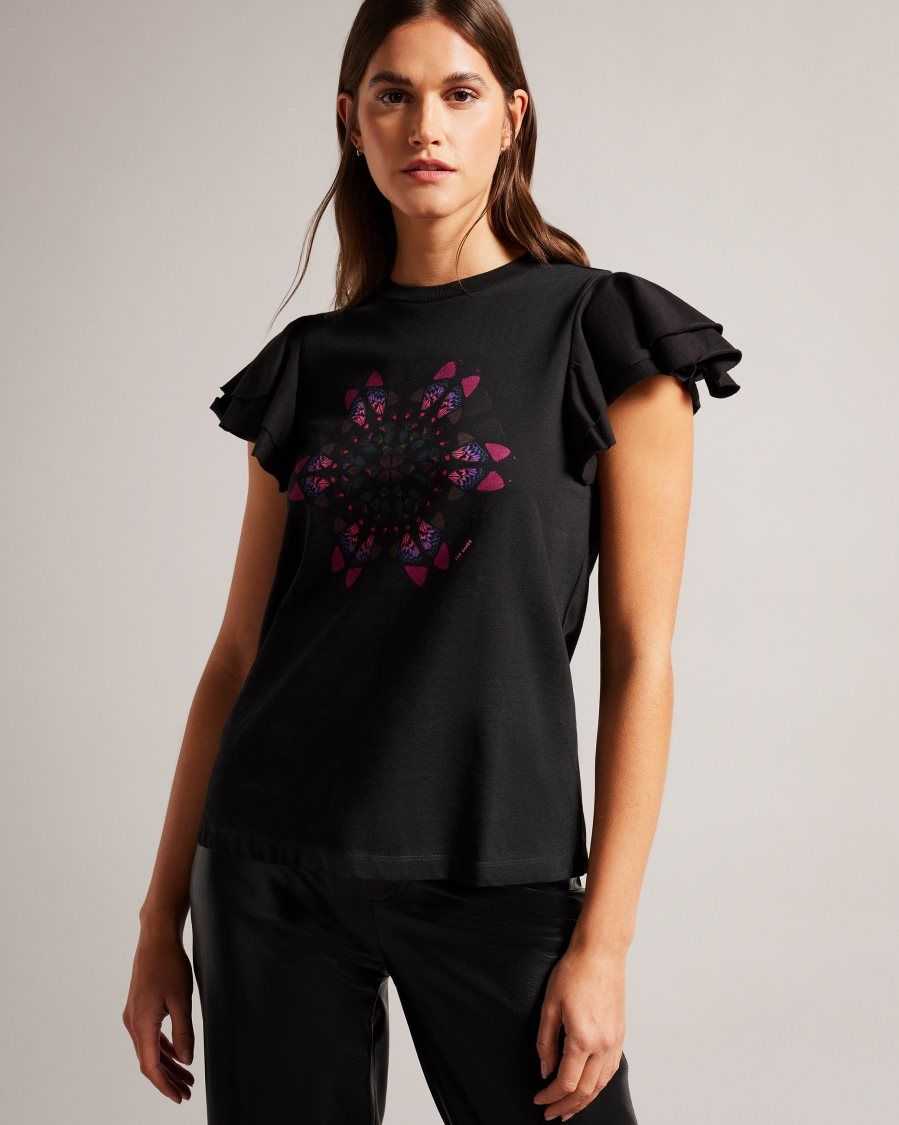 Ted Baker Butella Kaleidoscope Graphic T-Shirt Black | 62390-XCJH