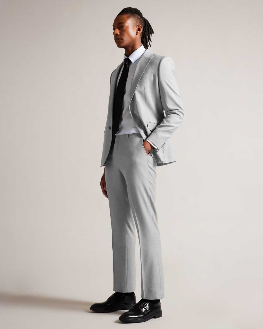 Ted Baker Byront Slim Fit Wool Trousers Light Grey | 58167-NRFE