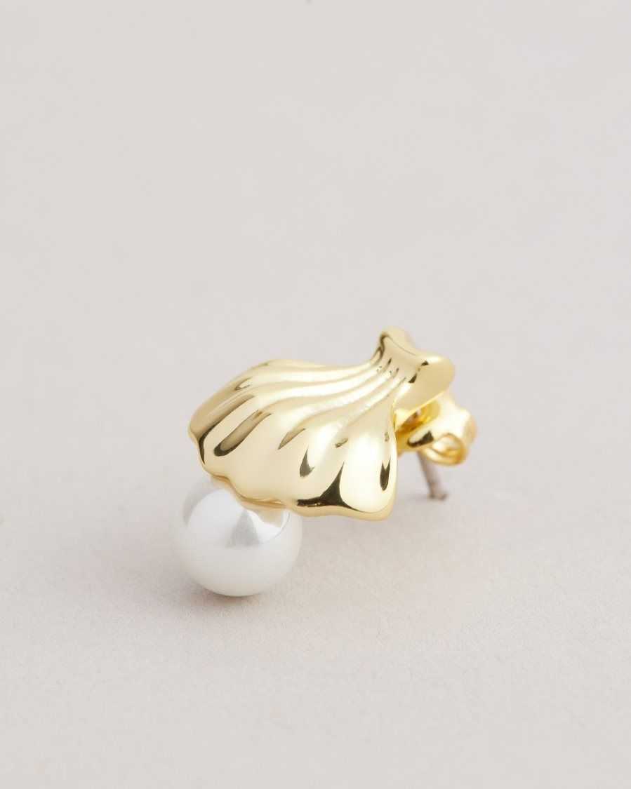 Ted Baker Callien Clam Shell Stud Earrings Gold Colour | 47208-AZOU