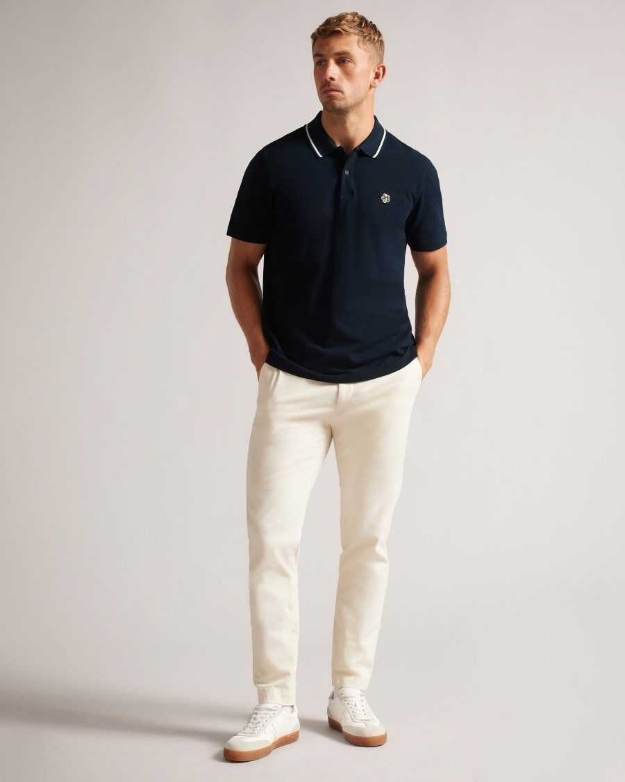 Ted Baker Camdn Short Sleeve Polo Shirt Navy | 76350-JVLG