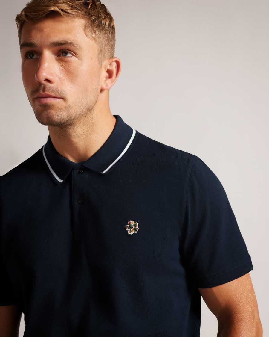 Ted Baker Camdn Short Sleeve Polo Shirt Navy | 76350-JVLG