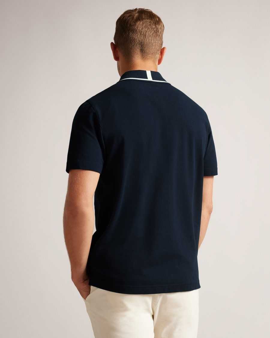 Ted Baker Camdn Short Sleeve Polo Shirt Navy | 76350-JVLG