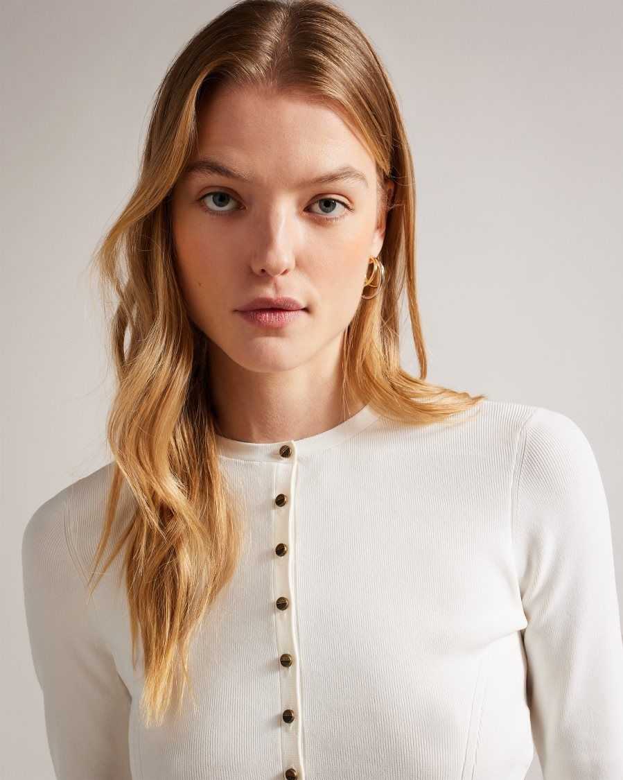 Ted Baker Camilda Rayon Cropped Cardigan White | 38572-ETGM